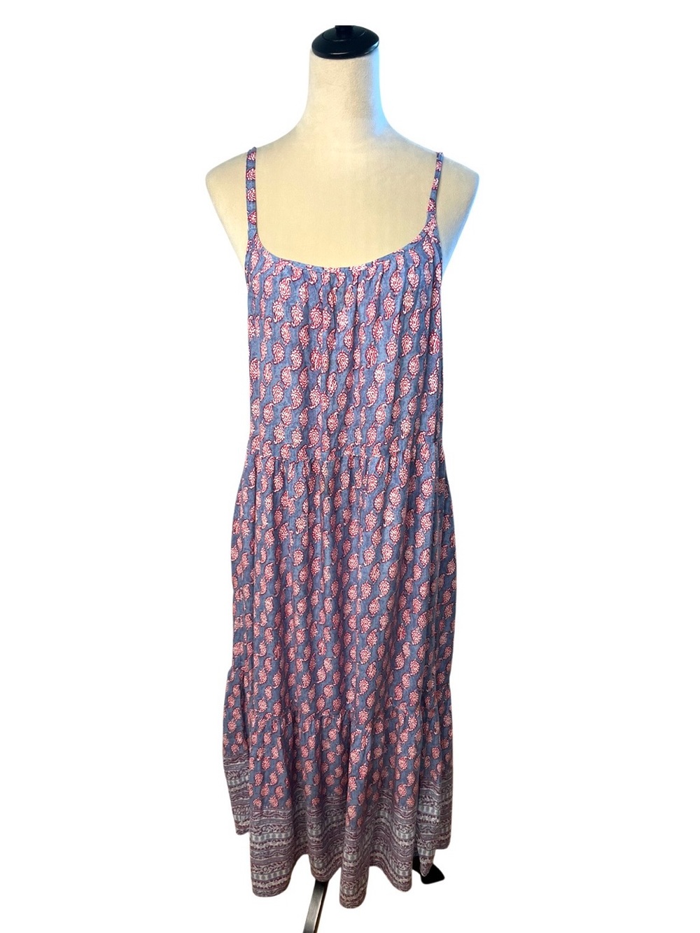 Beachlunchlounge Paisley Border Print Spaghetti Strap Maxi  Sundress SZ M EUC